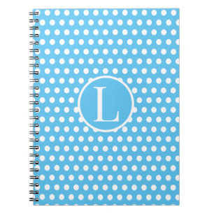 Klassieke initialen letter Polka Dots hemelsblauw Notitieboek