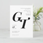 Klassieke Initialen | Zwarte en witte moderne brui (Staand voorkant)