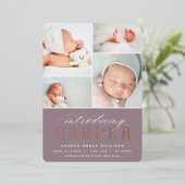 Klassieke inleiding Folie Foto geboortebekendmakin Folie Uitnodiging (Staand Voorkant)