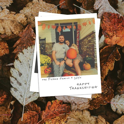 Klassieke Instant Foto - Nagebootste Foliebladeren Feestdagenkaart