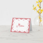 Klassieke Italiaans-thema rood geruite aangepaste  Kaart (Gele Bloem)