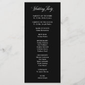 Klassieke Italiaanse Elegance Zwart | Bruiloft Programmakaart (Achterkant)