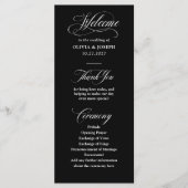 Klassieke Italiaanse Elegance Zwart | Bruiloft Programmakaart (Voorkant)