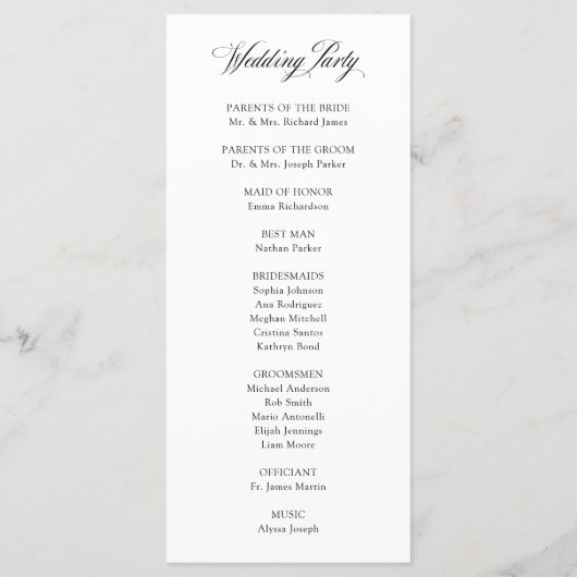 Klassieke Italiaanse elegantie zwart en wit | Brui Programmakaart (Achterkant)