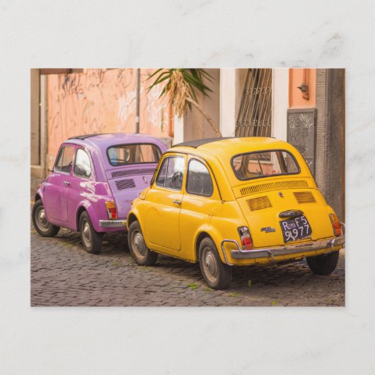 Klassieke italiaanse fiat 500 auto's in Rome Itali Briefkaart (Voorkant)