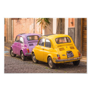 Klassieke italiaanse fiat 500 auto's in Rome Itali Foto Afdruk