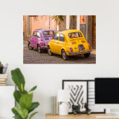 Klassieke italiaanse fiat 500 auto's in Rome Itali Poster (Thuiskantoor)
