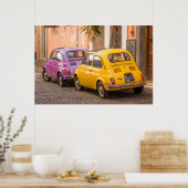 Klassieke italiaanse fiat 500 auto's in Rome Itali Poster (Keuken)