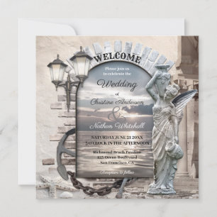 Klassieke Italiaanse Nautical Photo Wedding Invita Kaart