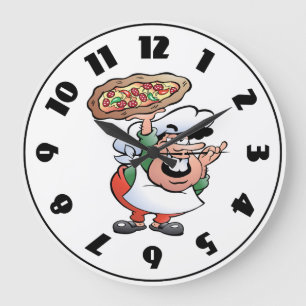 Klassieke Italiaanse pizzachef cartoon Grote Klok