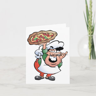 Klassieke Italiaanse pizzachef-cartoon Kaart