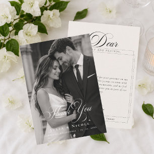Klassieke Ivoor Calligrafie Overlay Foto Bedankt Kaart
