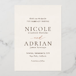 Klassieke Ivoor Elegant Huwelijk Save the Date Folie Uitnodiging