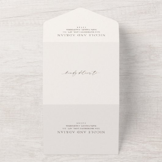 Klassieke ivoor elegante bruiloft all in one uitnodiging (Buitenkant)