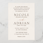 Klassieke ivoor elegante bruiloft folie uitnodiging (Voorkant)