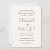 Klassieke ivoor elegante bruiloft kaart (Voorkant)