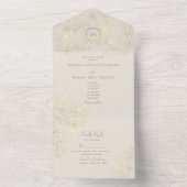 Klassieke ivoor en gouden bruiloft all in one uitnodiging (Binnen)