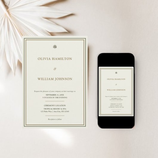 Klassieke Ivoor & Goud 5x7 Typografie Fotobruiloft Kaart