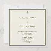 Klassieke Ivoor & Goud Monogram Vierkant Huwelijk Kaart (Voorkant)