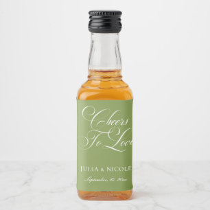 Klassieke Ivoor Groene Calligrafie Bruiloft Cheers Likeurfles Etiket