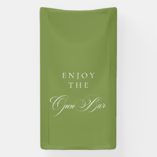 Klassieke Ivoor Groene Calligrafie Trouw Open Bar Spandoek