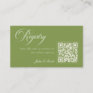 Klassieke ivoor groene QR-code huwelijkslijst Informatiekaartje