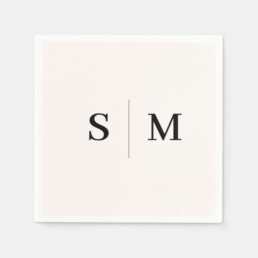 Klassieke Ivoor Monogram Bruiloft Servet (Voorkant)