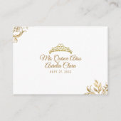 Klassieke Ivoor Wit Goud Lijst Quinceanera Informatiekaartje (Achterkant)