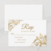 Klassieke Ivoor Wit Goud Quinceanera RSVP (Voorkant / Achterkant)