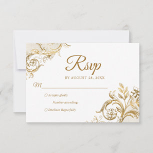 Klassieke Ivoor Wit Goud Quinceanera RSVP Kaartje