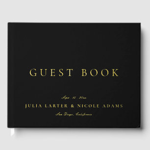 Klassieke Ivoor Zwart Goud Calligrafie Bruiloft Gastenboek