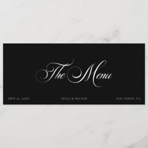 Klassieke ivoor zwarte trouwgast menukaarten menu