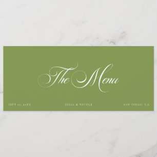 Klassieke ivoorkleurige groene menu kaarten voor h