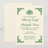 Klassieke Ivoren & Diep Smaragdgroene Bloem Islami Kaart (Voorkant / Achterkant)