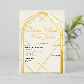 Klassieke Ivoren en Roze Gouden Folie Bruiloft Uitnodiging