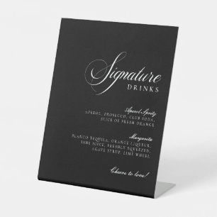 Klassieke Ivoren Zwarte Handtekening Dranken Huwel Reclamebord Met Voetstuk