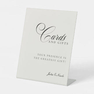 Klassieke Ivoren Zwarte Kaarten & Cadeaus Bruiloft Reclamebord Met Voetstuk