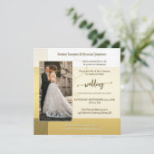 Klassieke Ivory Gold Foto na huwelijksuitnodiging Kaart (Staand voorkant)