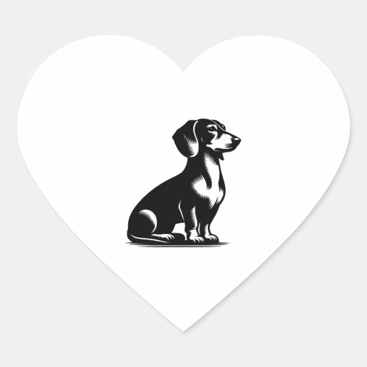 Klassieke Jachthond Teckel Tekening Kopie Hart Sticker (Voorkant)