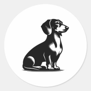 Klassieke Jachthond  Teckel Tekening Kopie Ronde Sticker