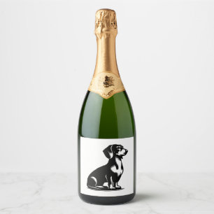 Klassieke Jachthond  Teckel Tekening Kopie Sparkling Wijnetiket
