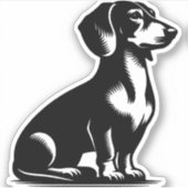 Klassieke Jachthond  Teckel Tekening Kopie Sticker (Voorkant)