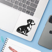Klassieke Jachthond  Teckel Tekening Kopie Sticker (Laptop met iPhone)