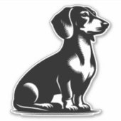Klassieke Jachthond Teckel Tekening Kopie Sticker (Voorkant)