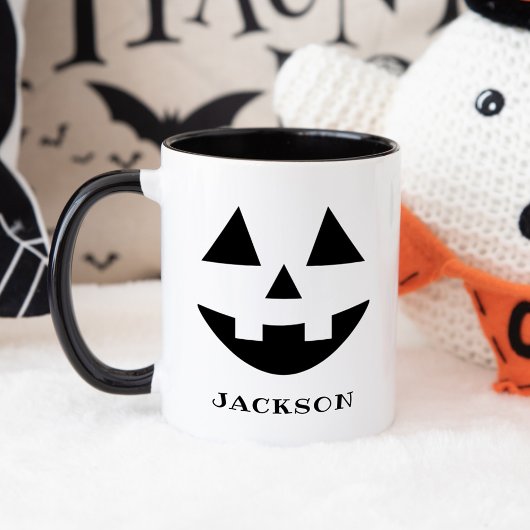 Klassieke Jack O Lantern Gezicht Naam Halloween Mok