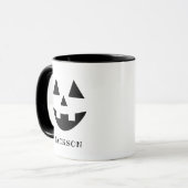 Klassieke Jack O Lantern Gezicht Naam Halloween Mok (Voorkant links)