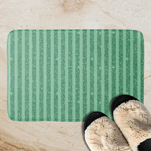 Klassieke Jade Groen Glitter Stijl Verticale Strep Badmat