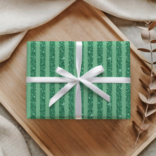 Klassieke Jade Groene Glitter Stijl Verticale Stre Cadeaupapier