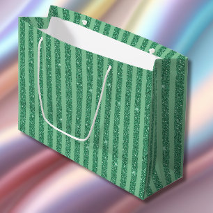 Klassieke Jade Groene Glitter Stijl Verticale Stre Groot Cadeauzakje