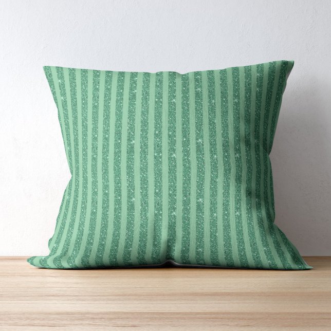 Klassieke Jade Groene Glitter Stijl Verticale Stre Kussen (Creator heeft geüpload)